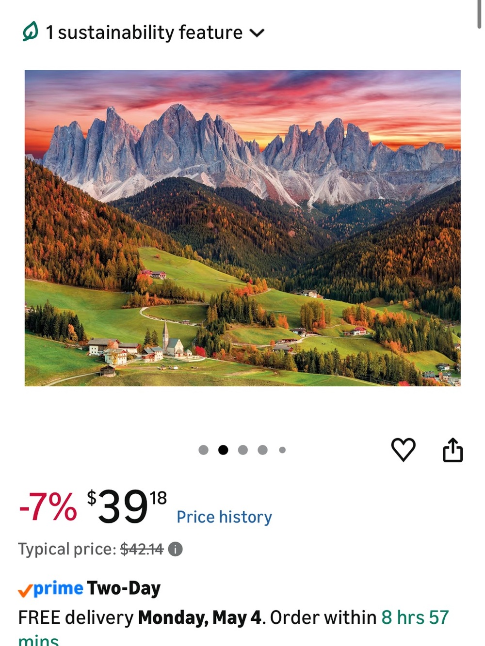 Scenic Mountain Landscape Wall Art Print - Vibrant Sunset Colors